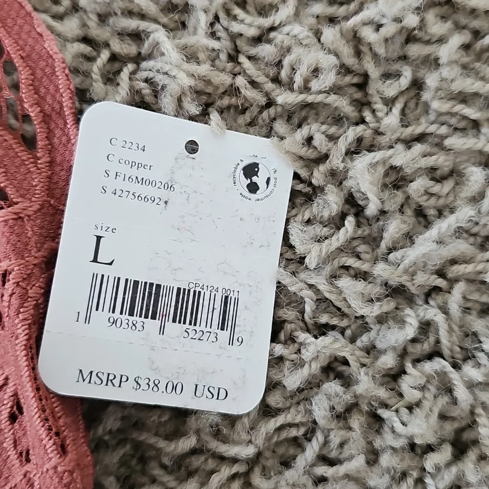 NWT Adella Bralette FP One Free People Large Copper Bra Adjustable Smocked - Picture 7 of 10